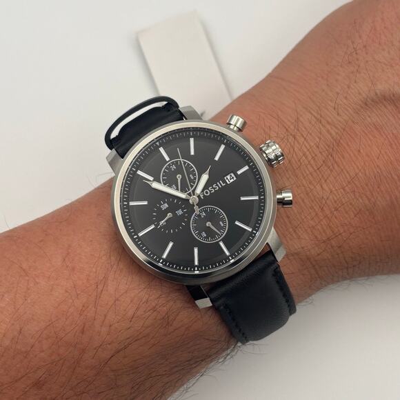 Fossil Rhett BQ2849 Men’s 42mm Black Dial Multifunction Quartz Leather Straps - Picture 14 of 15